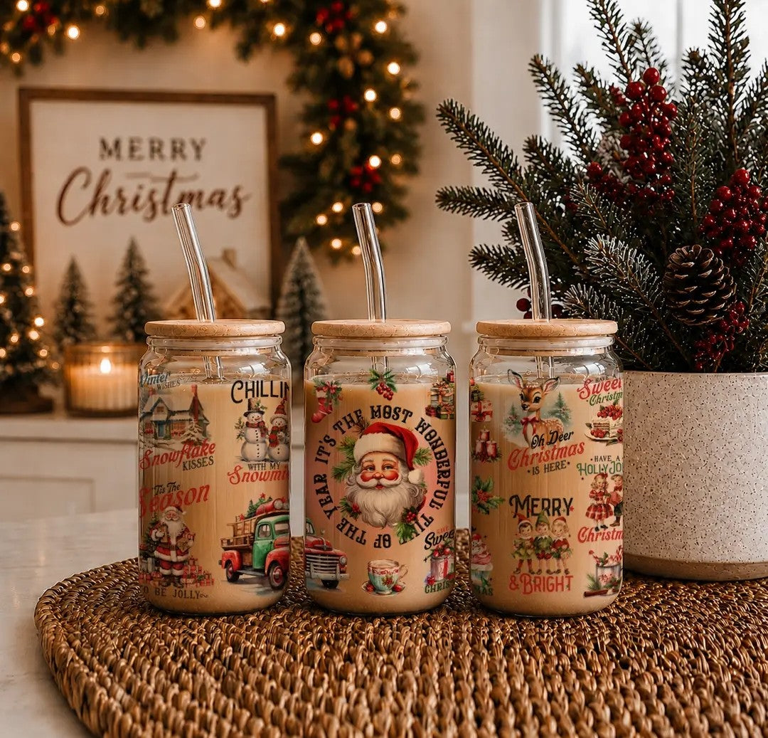 Gobelet verre Noël vintage